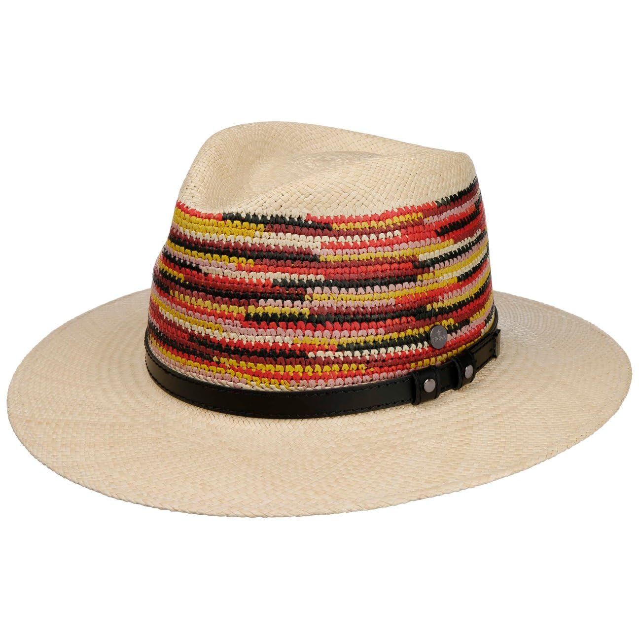 Lierys Sombrero Panamá Multicolour Crown Mujer/Hombre - Made in Ecuador de Verano Paja Sol con Banda Piel Primavera/Verano