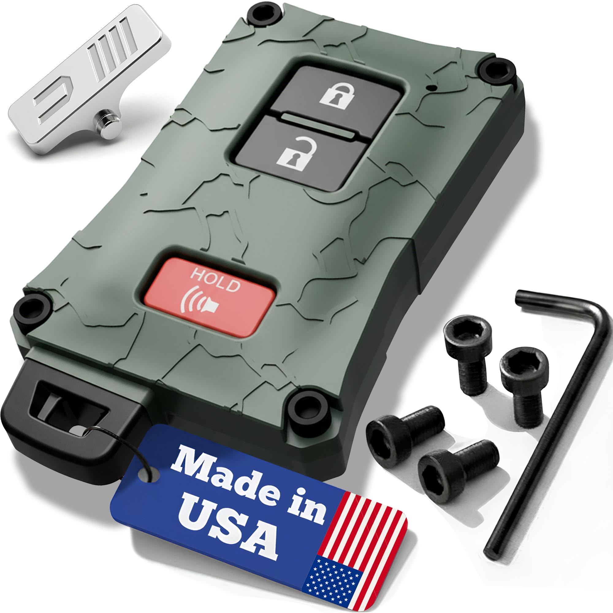 Tacoma Accessories 2016-2022 3rd Gen Tacoma - Key Fob Case Upgrade Mod - Compatible with Toyota Tacoma 4Runner Tundra (Army Green, Black Screws)