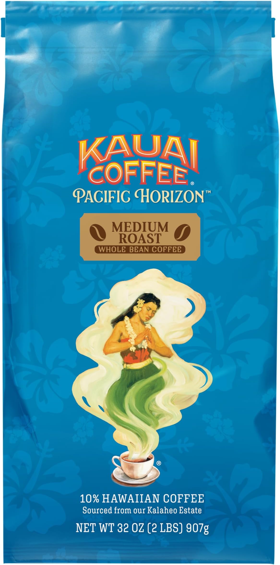 Kauai Coffee Whole Bean Coffee – Smooth, Non-Bitter Pure Arabica – Nutty Notes and Sweet Chocolate Overtones – Grown on Hawaii's Largest Coffee Farm – Koloa Estate Dark Roast, 1 Pack of 32oz