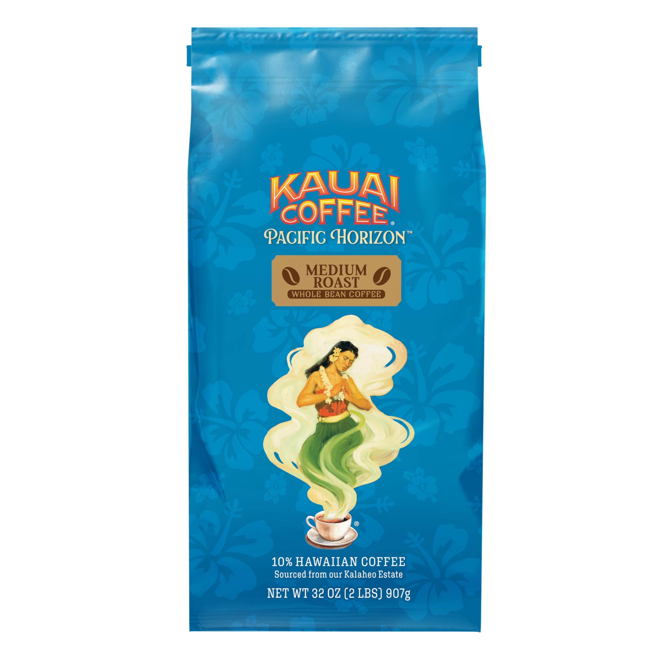 KAUAI COFFEE Whole Bean , Koloa Estate Medium Roast - Arabica Whole Bean from Hawaii?s Largest Grower - Bright Aroma with Light Floral Notes (32 Ounces)