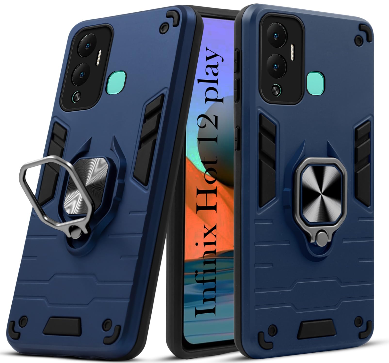 Jkobi Back Cover Case for Infinix Hot 12 Play (Dual Layer Hybrid Armor | Ring Holder & Kickstand in-Built | 360 Degree Shockproof Protection |Iron Blue) (B0B8J9RYM2) Amazon Price History, Amazon Price Tracker