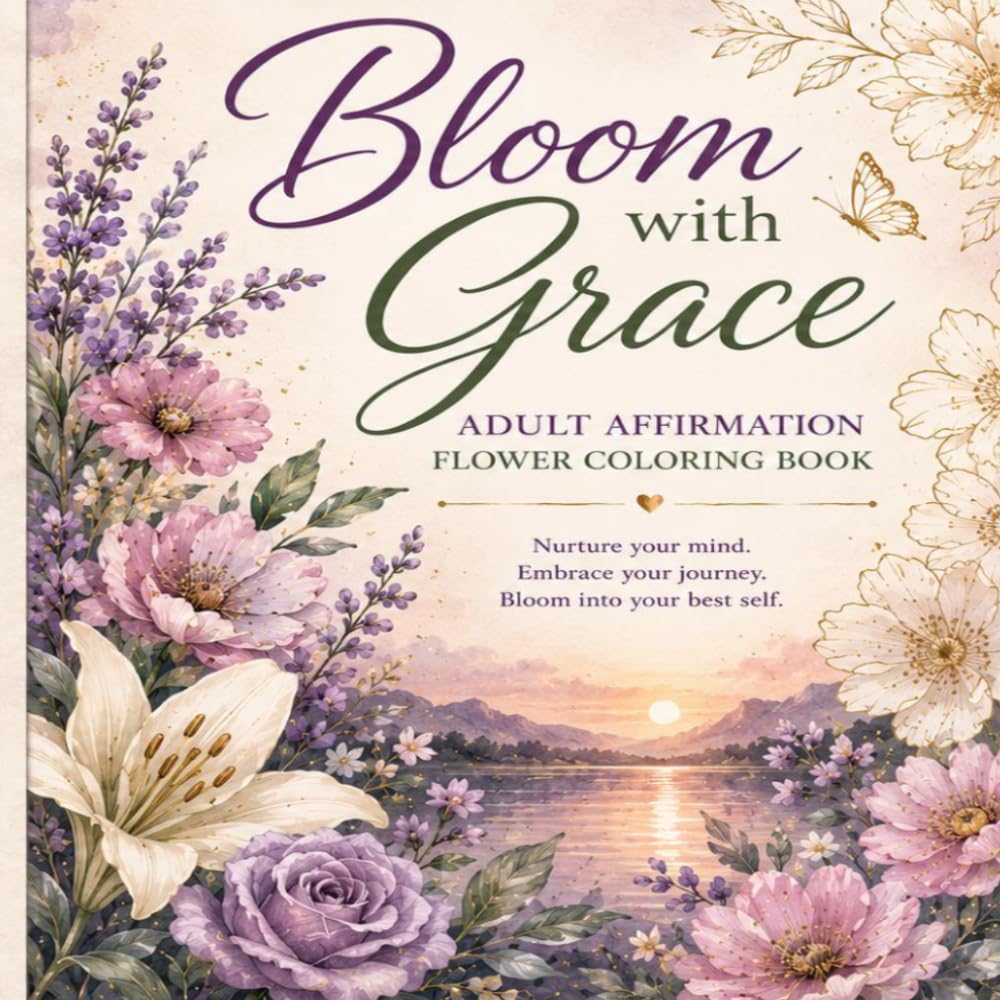 Bloom with Grace Adult Affirmation Flower Coloring Book