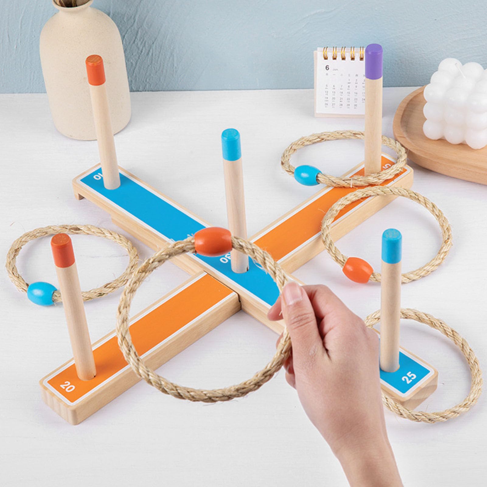 Holz-Ringwurfspiel-Set, interaktives Familienspielzeug für Partys | Wurfring-Spiel, Gartenparty-Spiel, Indoor- und Outdoor-Spiel