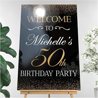 Fifty Anniversary, 50th Birthday Welcome Party Sign 24x18, 36x24, 48x36 Personalized Birthday Banner Custom Names Poster Handmade Party Supply 50th Anniversary Sign, Birthday Decorations, Wedding Sign