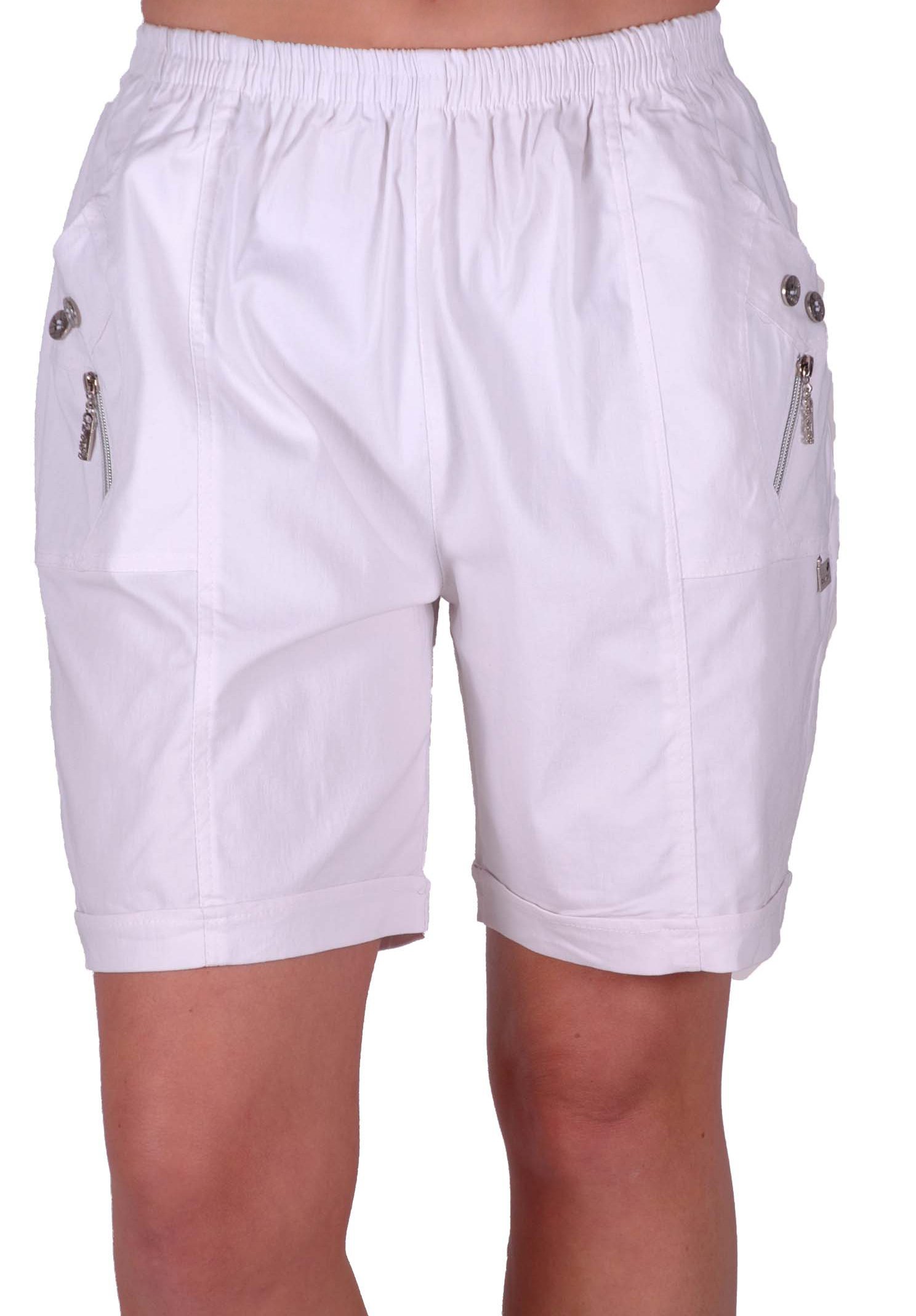 Eye Catch Women's New White - Relaxed Comfort Elasticized Flexi Stretch Shorts Plus Sizes White Size 22