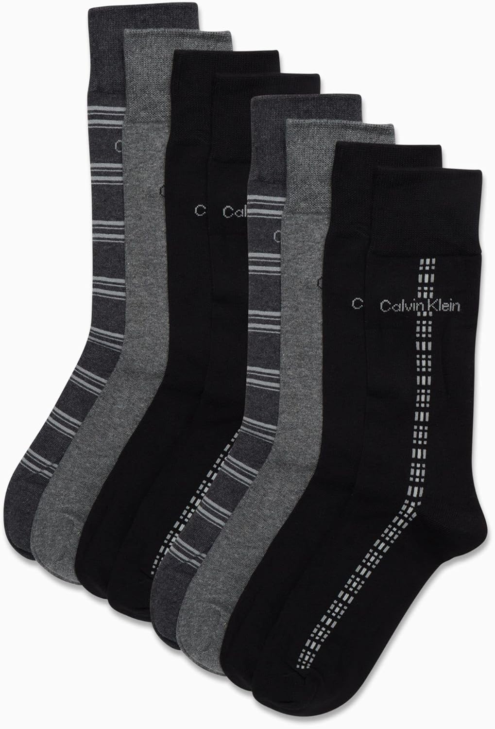 Calvin Klein Mens Dress Socks - 8 Pack Breathable Cotton Blend Work Crew Socks for Men for Casual Business & Formal Wear - Image 2