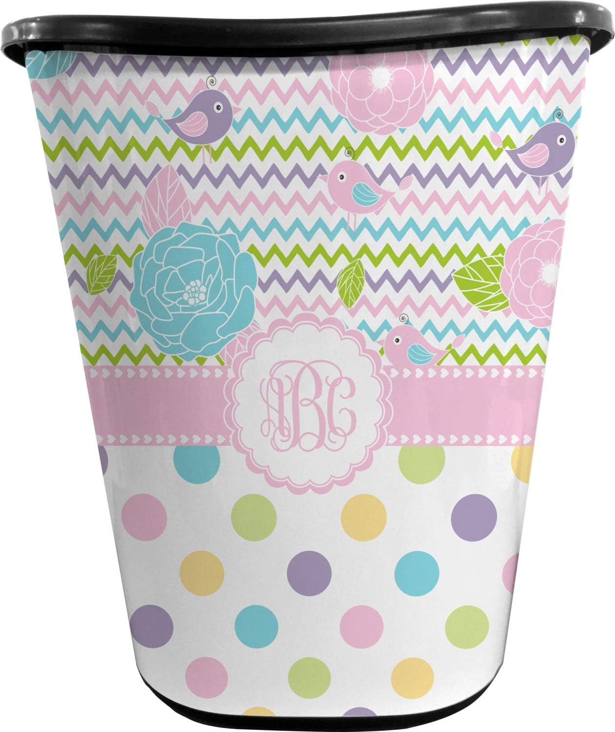 Personalized Girly Girl Waste Basket - Double Sided (Black)
