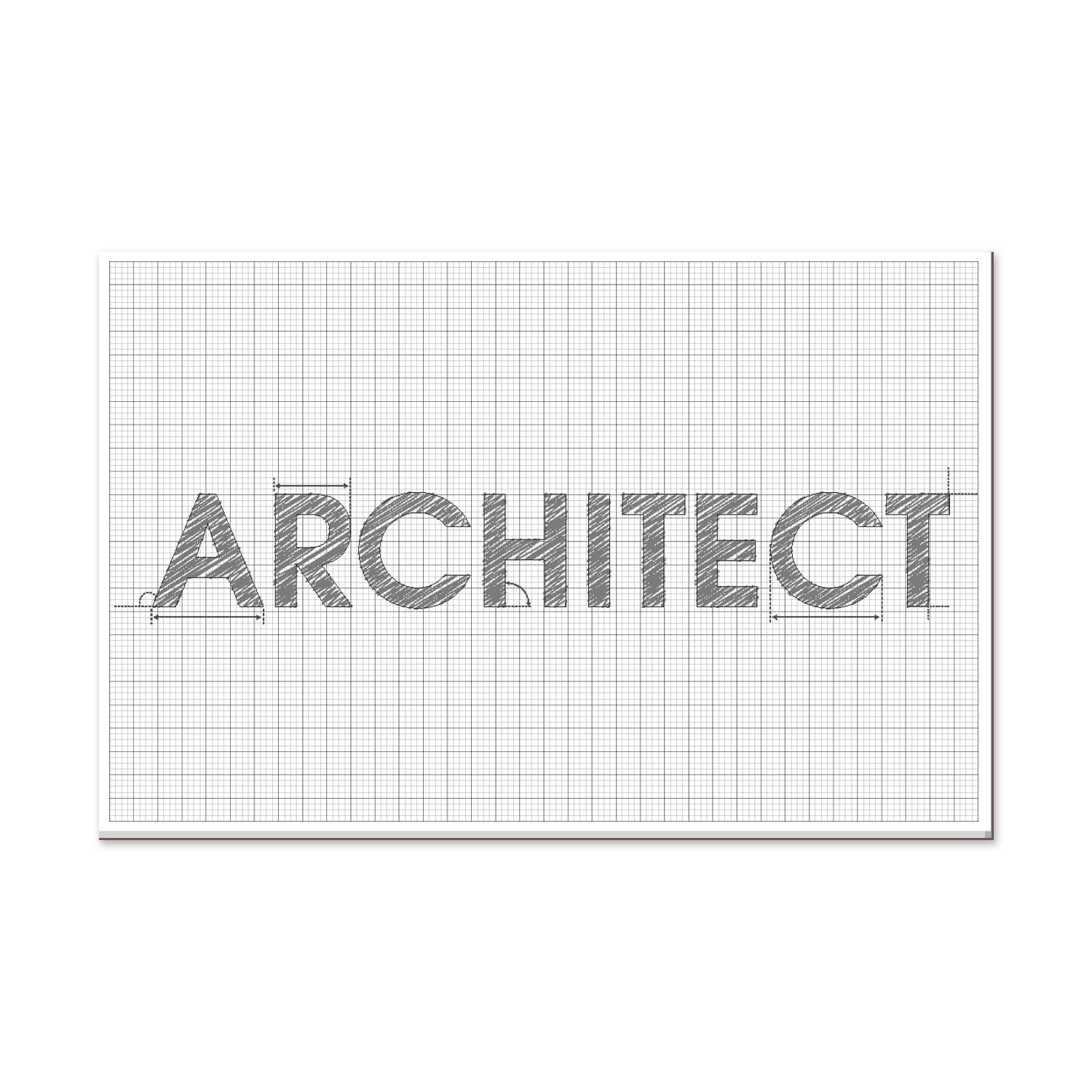 Blocco di carta grafica, 61 x 91,4 cm, grande carta a quadretti da 2,5 cm e 1/4", carta a quadretti per ingegneri, architetti, progettisti, matematici, disegnatori, bozzetti, progetti commerciali di
