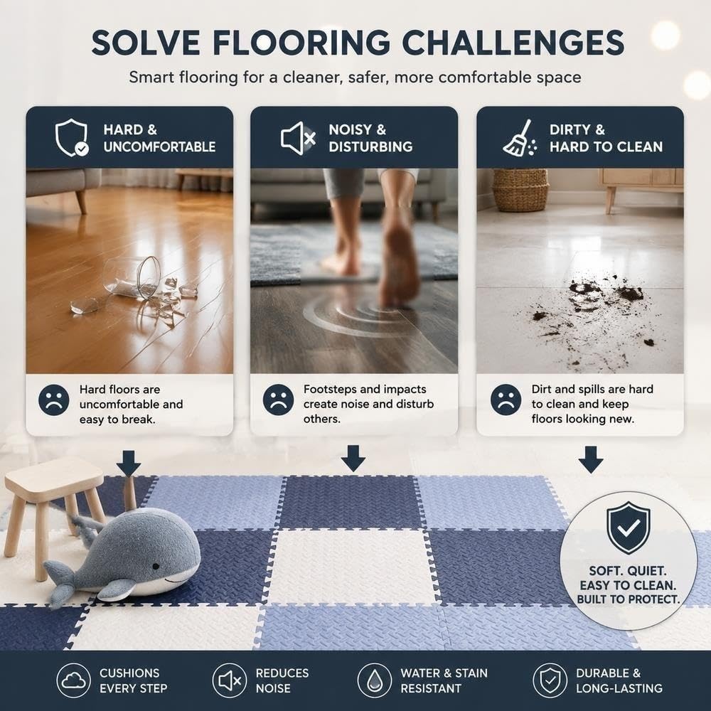 Tapis de Puzzle de Verrouillage de Carreaux de Sol en Mousse Souple 30x30cm