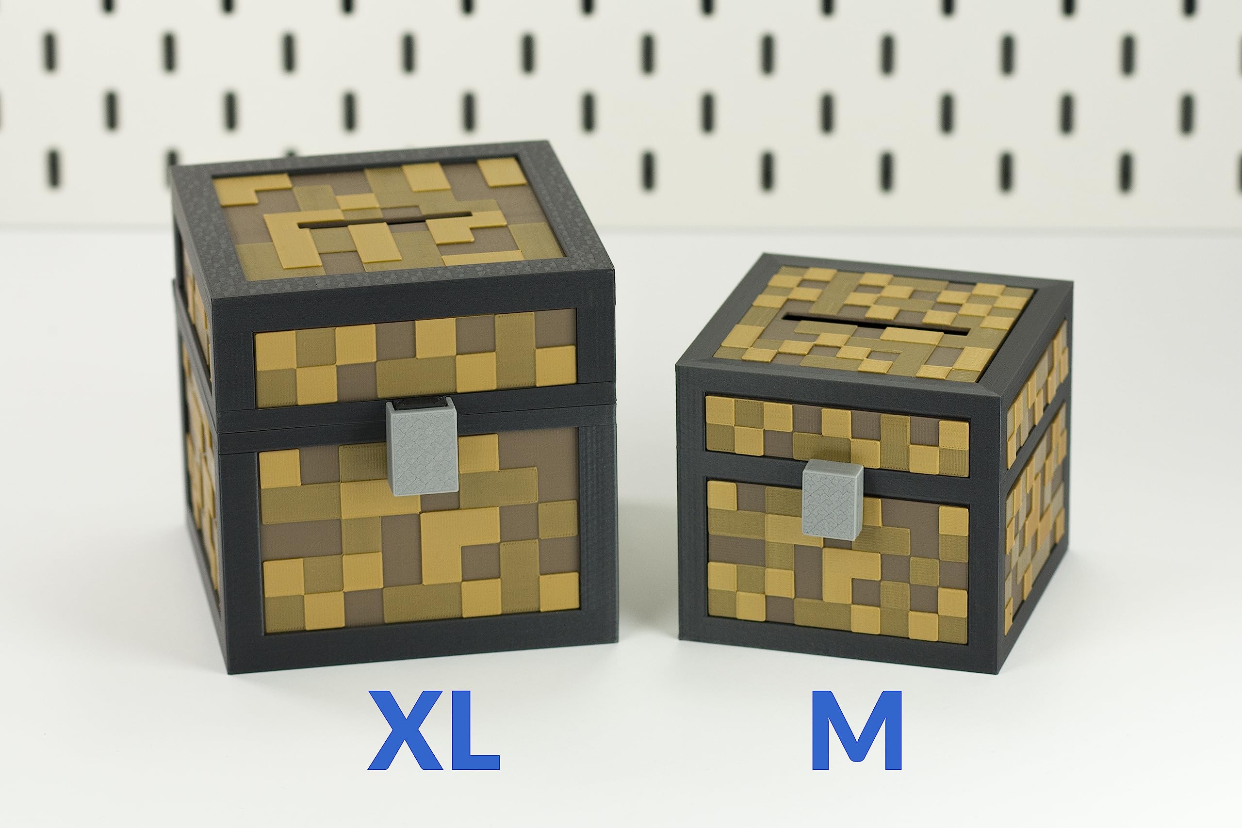 Skarbonka dla dzieci skarbonki pixele pudełko skrzynka 3D biotworzywo (brązowa, M)