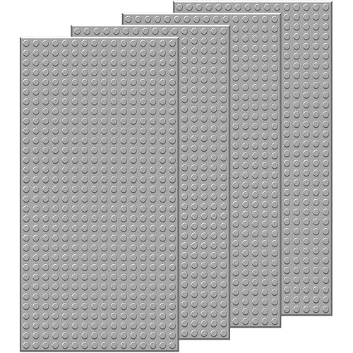 EKIND 4 PCS Classic 5" x 10" Building Baseplates, Compatible with Major Brands Toy Bricks, Encourage Logic & Creativity Through Play, Ideal STEM Activities for Children (Gray)
