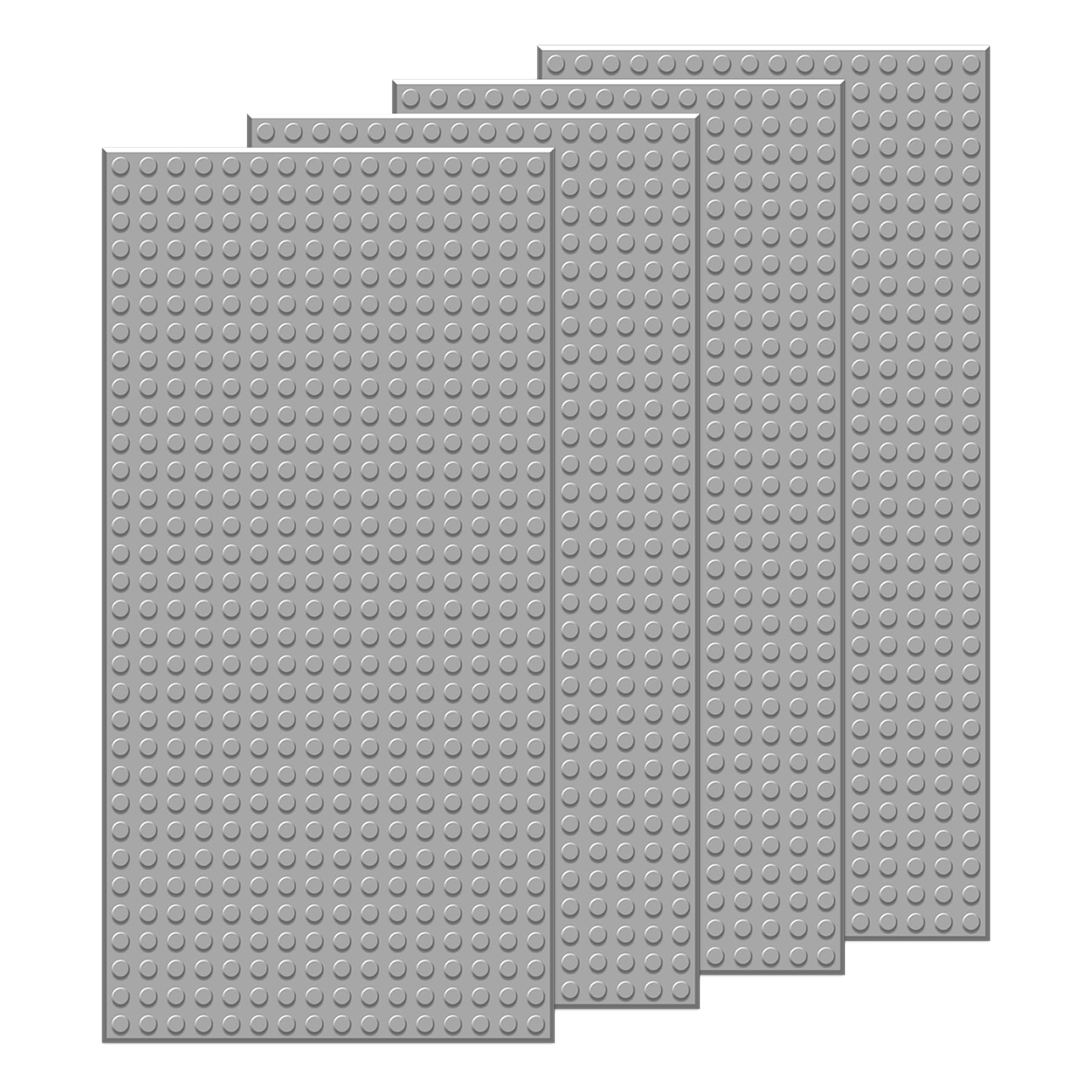 4 PCS Classic 5" x 10" Building Baseplates, Compatible with Major Brands Toy Bricks, Encourage Logic & Creativity Through Play, Ideal STEM Activities for Children (Gray)