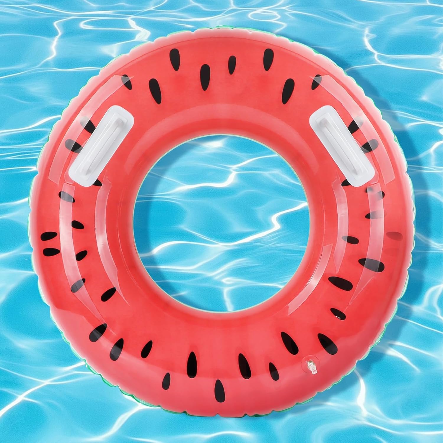 Fohil Inflatables Swimming Rings for Adults Pool floats with Handles, Watermelon Rubber Rings