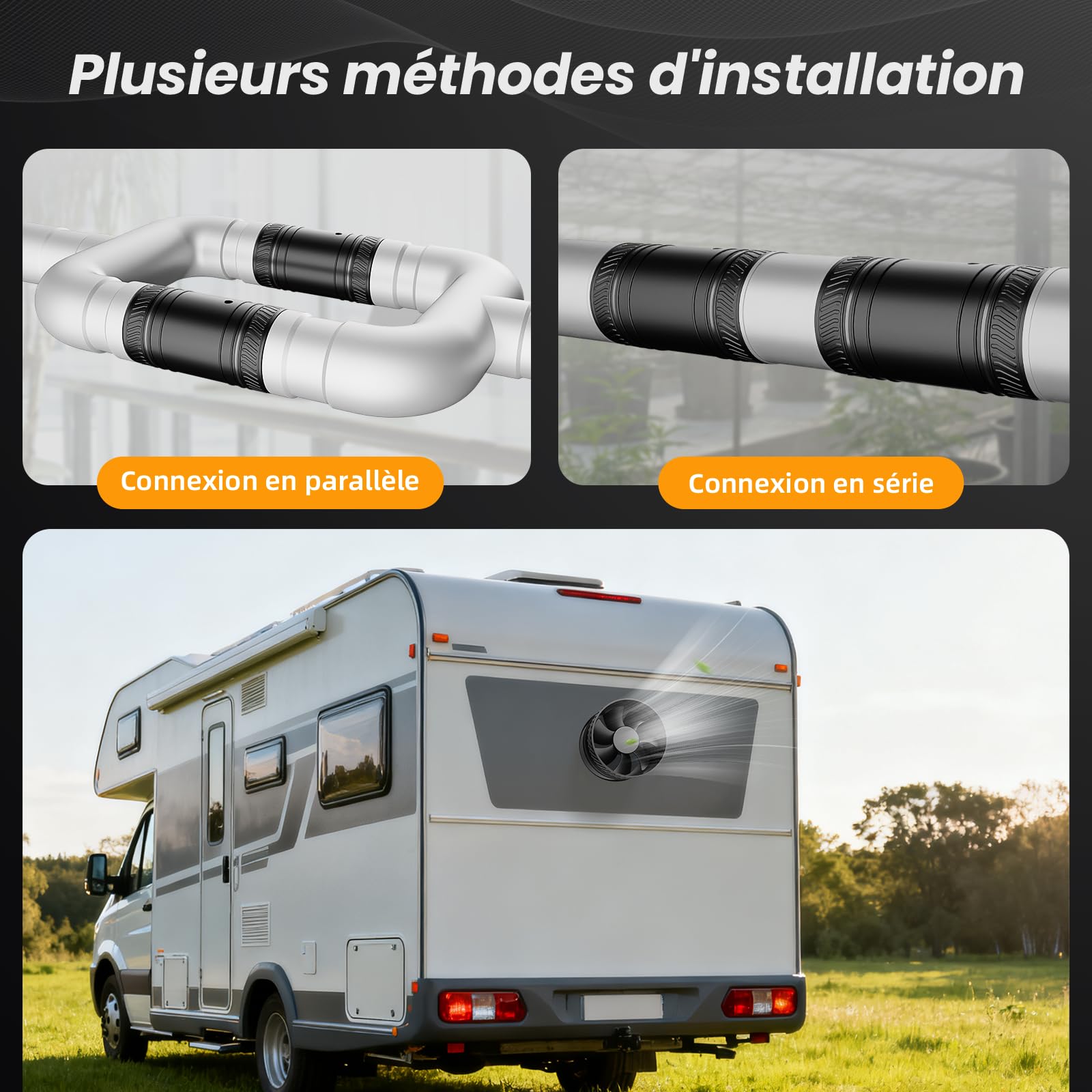 MOCINE Ventilateur en ligne 100 mm, extracteur d’air de conduit haute efficacité, fonctionnement silencieux – idéal pour la ventilation de la cave, la salle de bain, la cuisine et le camping-car