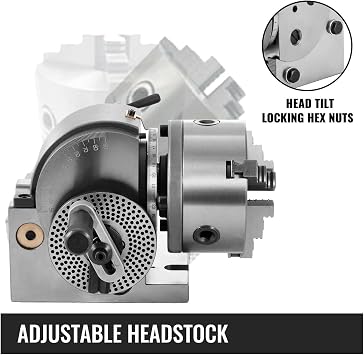 BS0 5 Dividing Head Precision Semi Universal W/ 3 Indexing Plates MT2 Tailstock 125mm 3 Jaw Chuck for Drilling Milling
