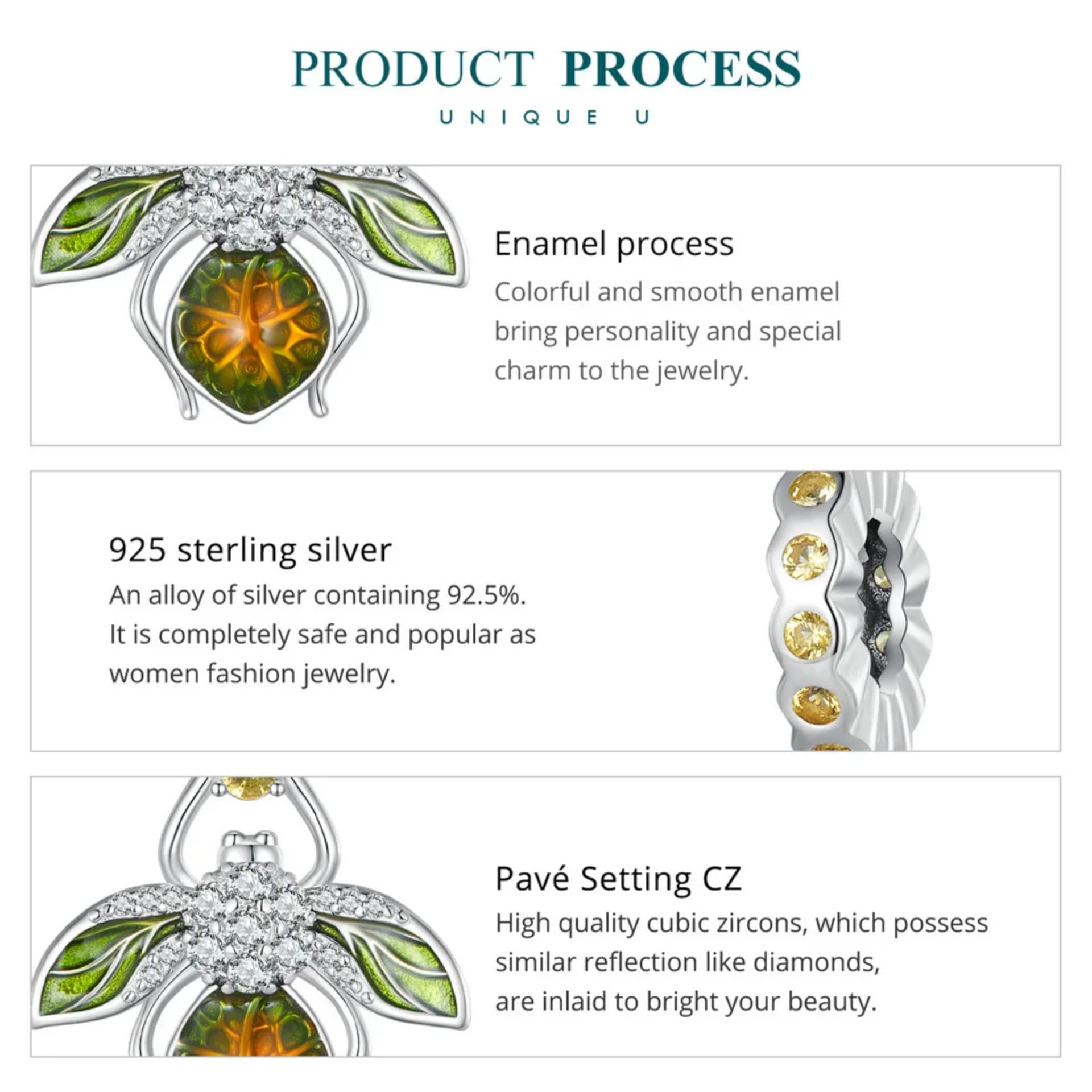 925 Srebro Sterlingowe Cytryna Pszczo艂a Wisiorek Charms Owad Koralik Dla Kobiet Bransoletka I Bangle Bi偶uteria