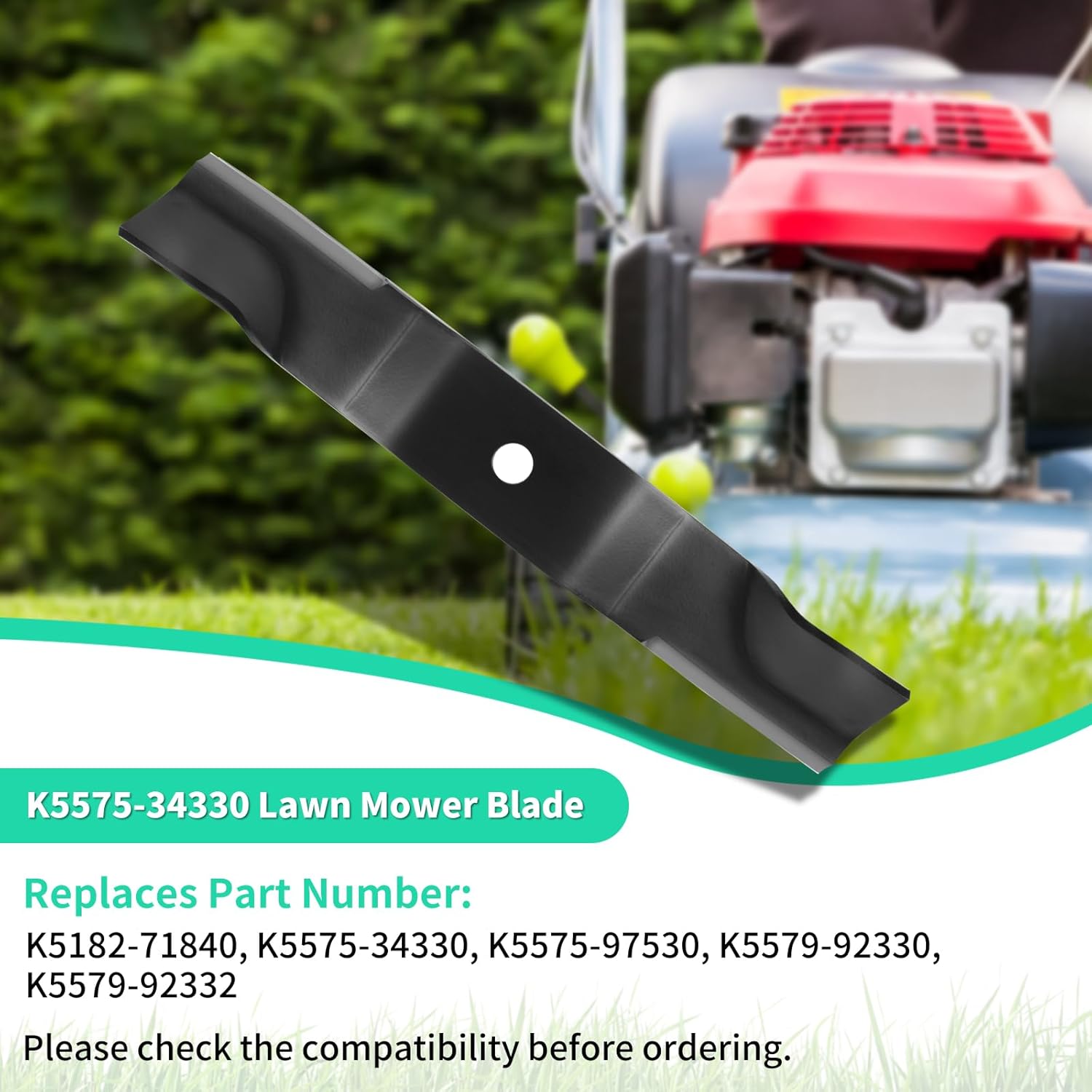 K5575-34330 Lawn Mower Blades for 48" Deck, Compatible with Kubota Kommander ZG123 ZG124 ZG2048 Z122E Z121S, Replaces K5575-97530, K5182-71840, 3 Pack