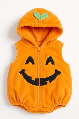 stylesilove Infant Toddler Halloween Baby Kids Fleece Pumpkin Costume Comfy Jumpsuit