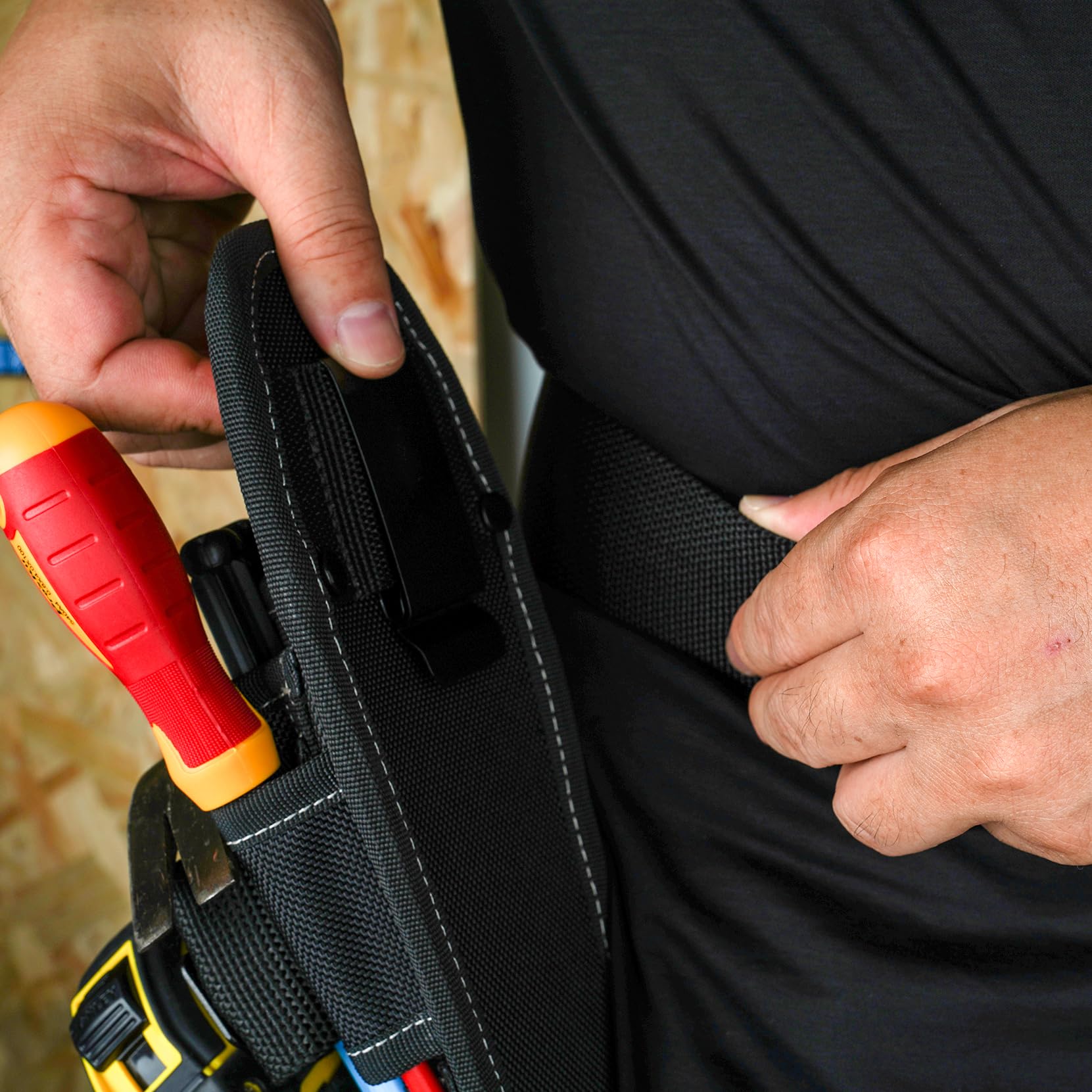 Piccola custodia per attrezzi con clip da cintura, piccola tasca portautensili, organizer per attrezzi da lavoro e porta coltelli