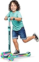 LIFEMASTER 3-Wheel Kids Scooter with LED Lights, 5-Height Adjustable Handlebar, Wide Anti-Slip Deck for Ages 3+ up to 150 lbs