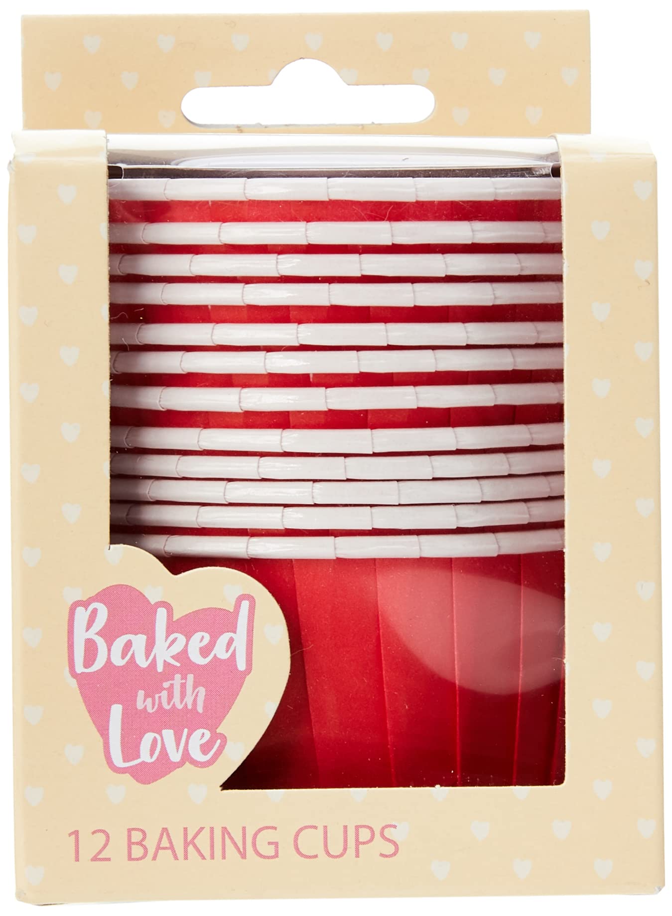 Baked with Love Red Baking Cups, Cupcake Cases, Greaseproof Baking Cases, Red - Pack of 12
