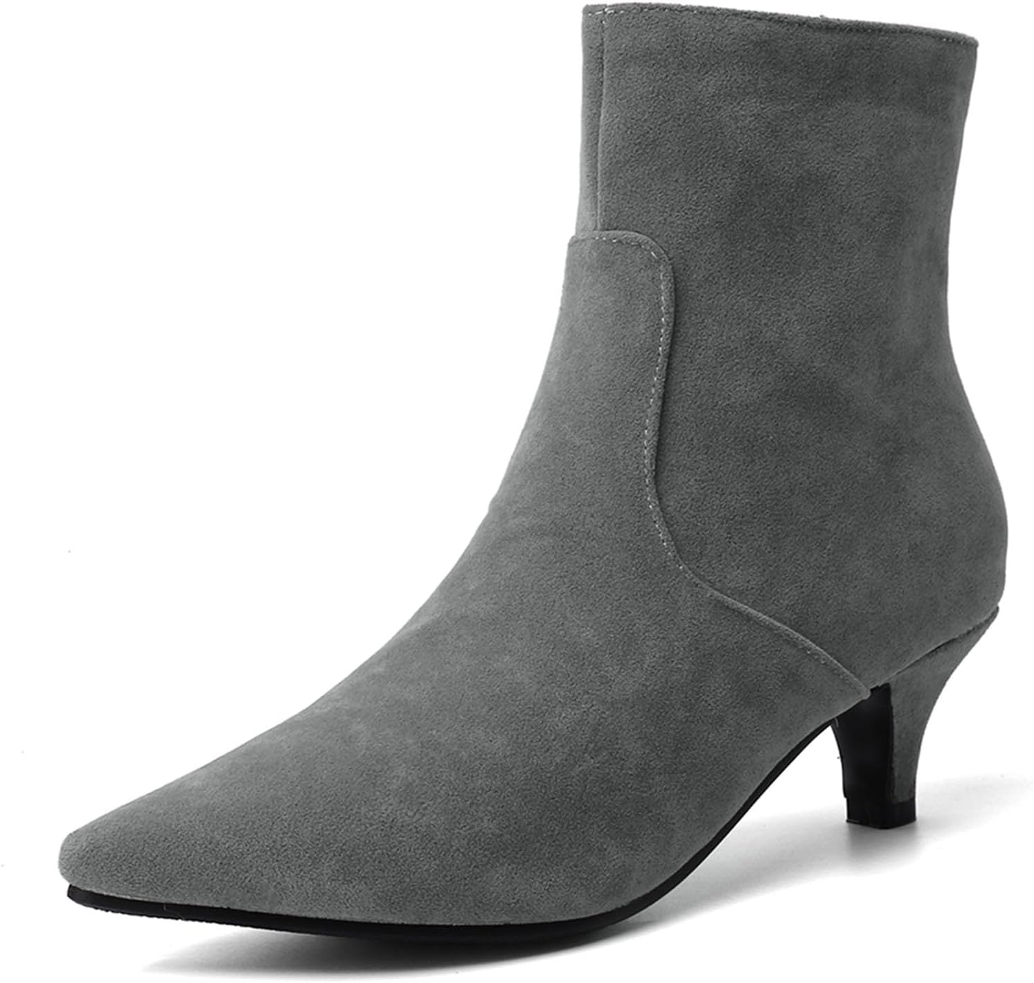 SHEMEE Fashion Womens Kitten Heels Ankle Boots Sexy Pointy Toe Booties Mid Heels Zipper Work Party Dress Shoes