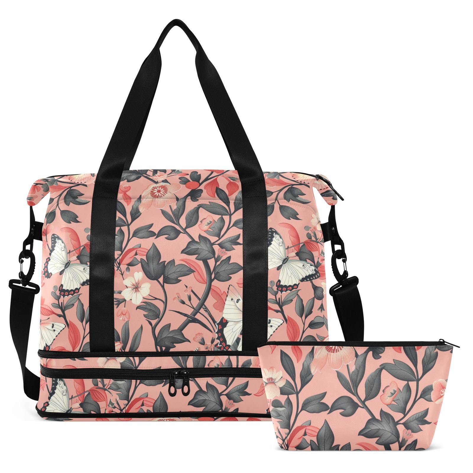 William Morris - Bolsa de fin de semana con bolsillo húmedo, correa ajustable, para deportes, gimnasio, viajes, plegable, para hombres y mujeres