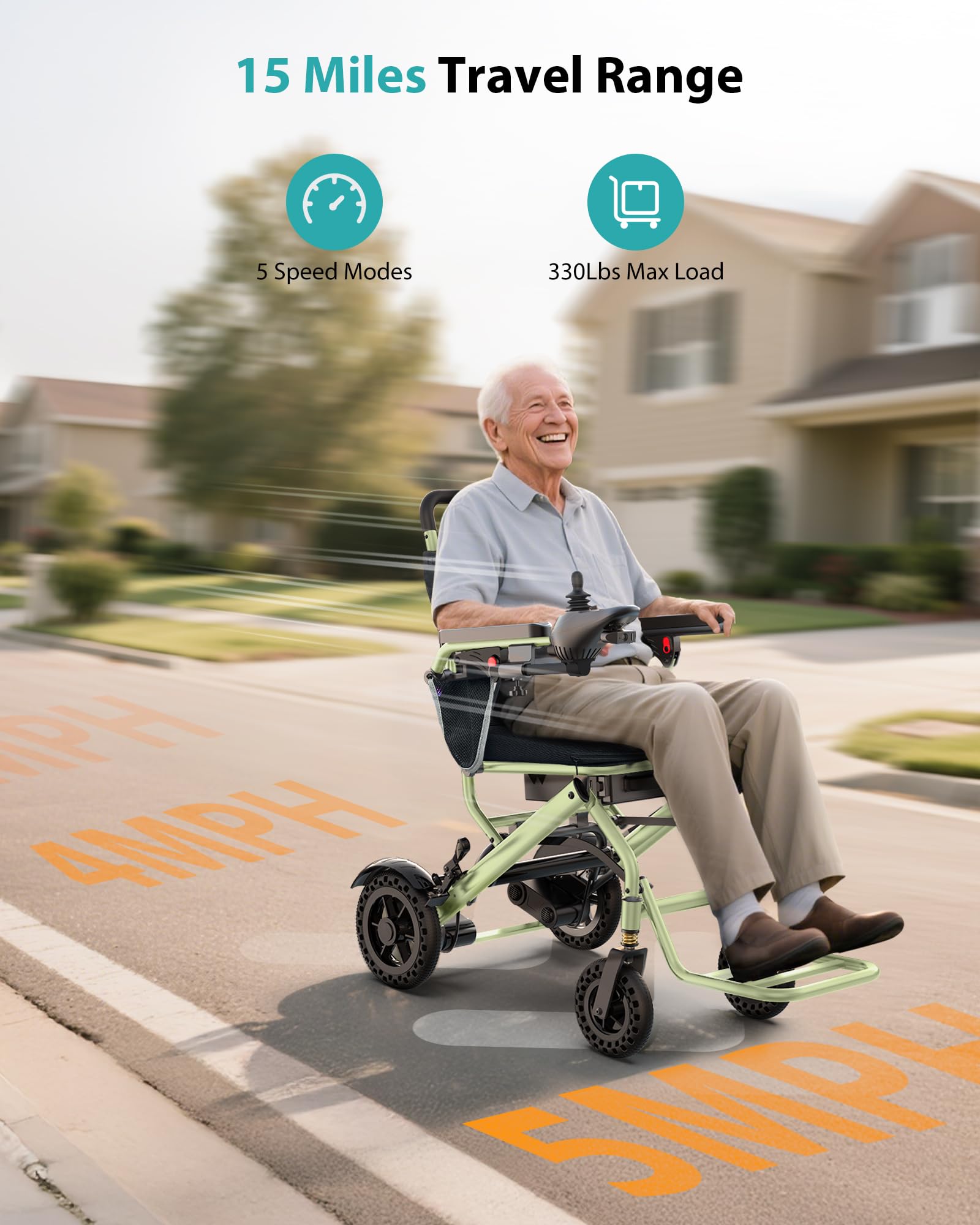 Fauteuil roulant électrique léger pliable pour adultes et personnes âgées - Environ 15 kg - Convient pour l'avion - Charge maximale : 150 kg - Portée jusqu'à 24 km - Moteur 360 W - Portable pour les