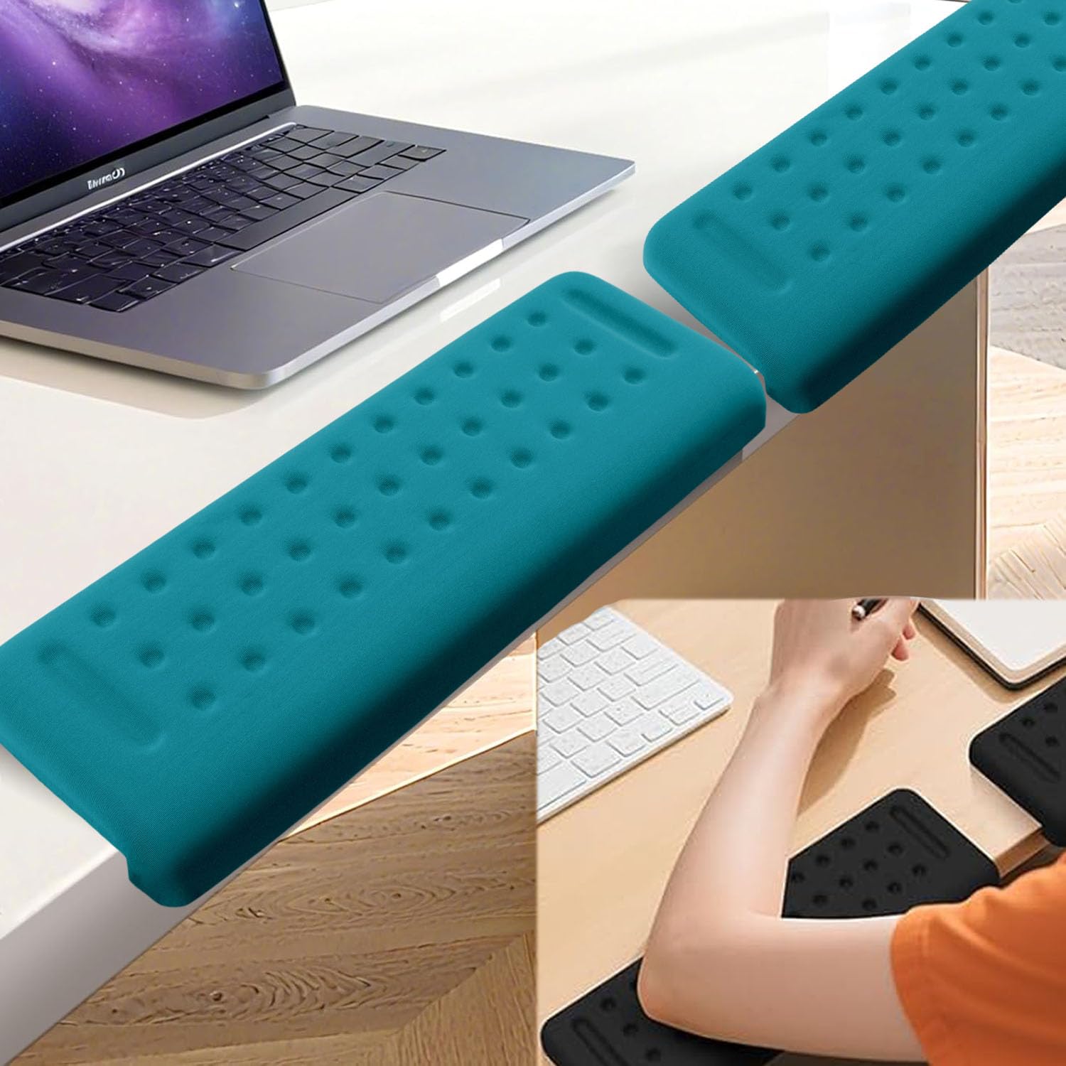 2Pack L-Shaped Desk Elbow Pad for Desk,Elbow Pads Memory Foam Elbow Rest & Cushion for Table Edge Support,Wrist Rests Non-Slip Ergonomic Armrest for Palm,Forearm,Wrist,Home,Office(Green)