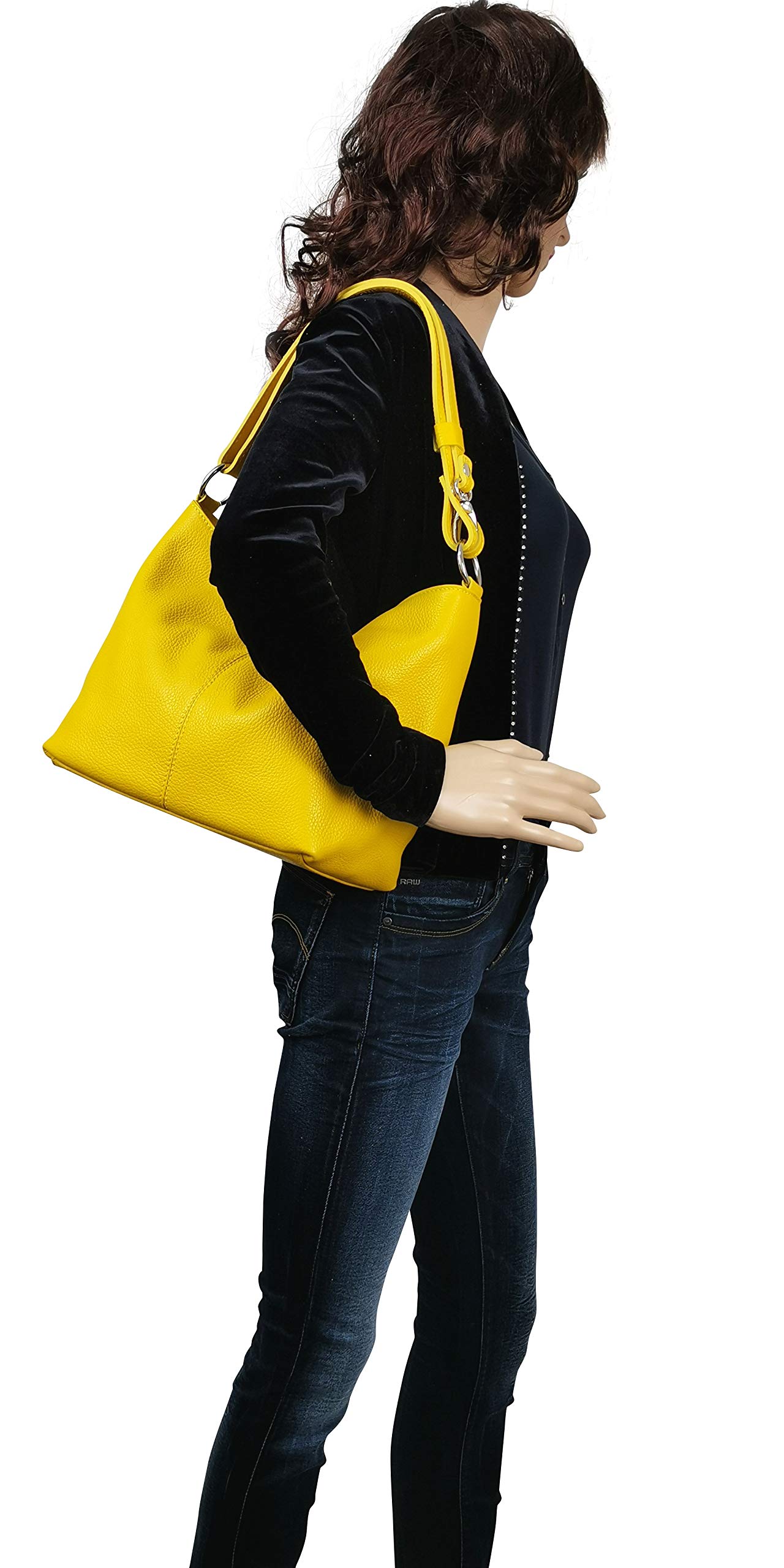 AMBRA Moda GL005 - Borsa con tracolla, borsa a mano in pelle, borsa a spalla, hobo bag da donna