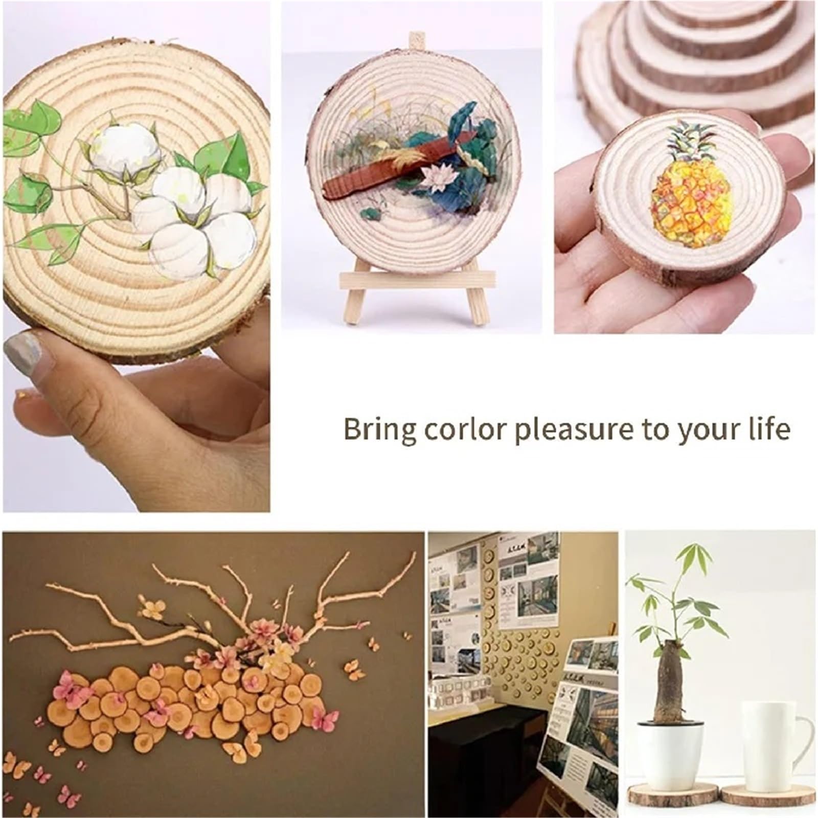 plastry drewna 10 szt. 13 * 1 cm naturalne okrągłe niedokończone plastry drewna sosnowego koła z korą drzewną dyski kłody DIY rzemiosło wesele malowanie