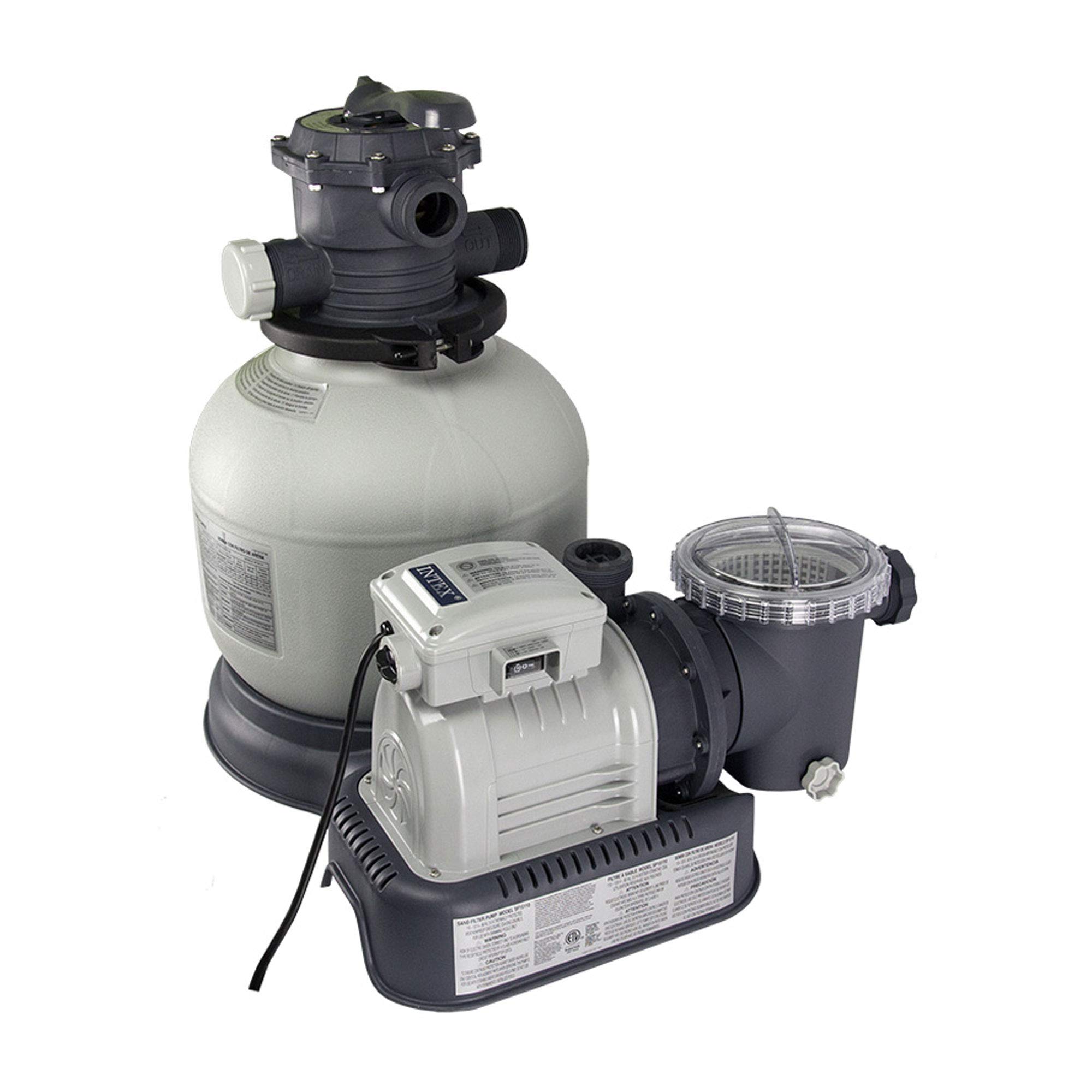 Intex Krystal Clear Sand Filter Pump with hoses connected