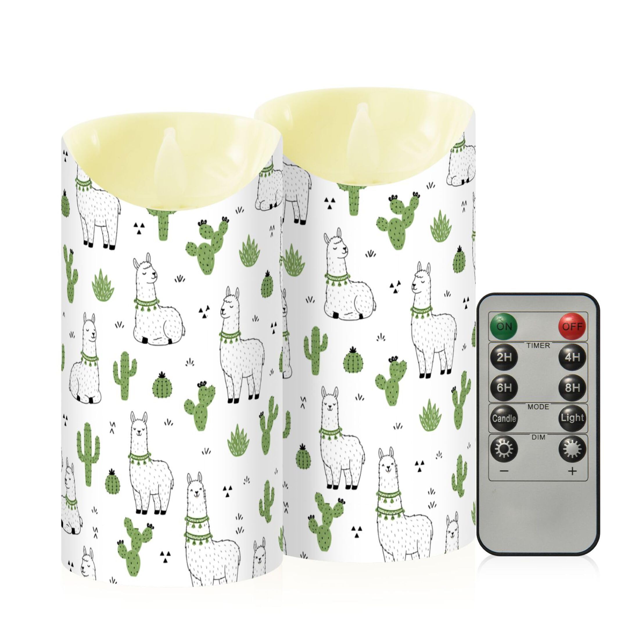 Fuauuyl Alpaca LED Flameless Candles Flickering Plastic Pillar Candles Battery Operated Votive Candle with Remote Control and Timer, Home Decoration 2 Pack