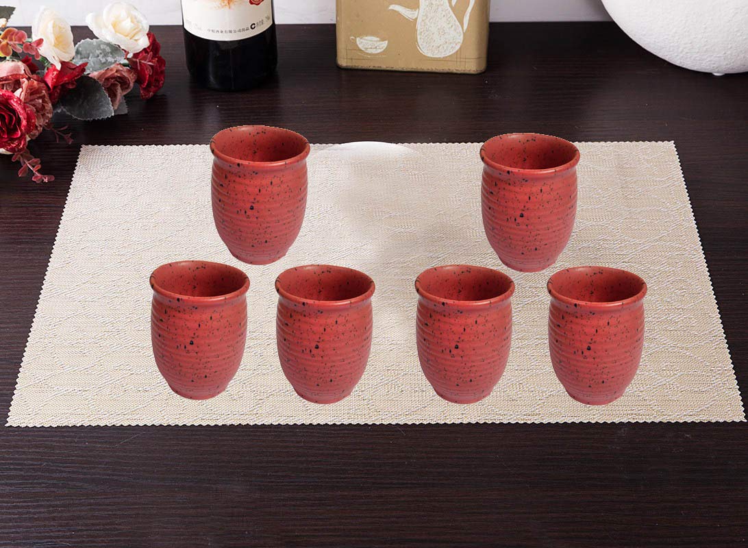LIGHTER HOUSE� Pottery Handmade Clay 06 Pcs. Coffee/Tea Kulhar Decorated Pottery Art Ceramic Serving Kullar Use for Tea Serving, Coffee Serving and Gifting Purpose (06 Pcs.)