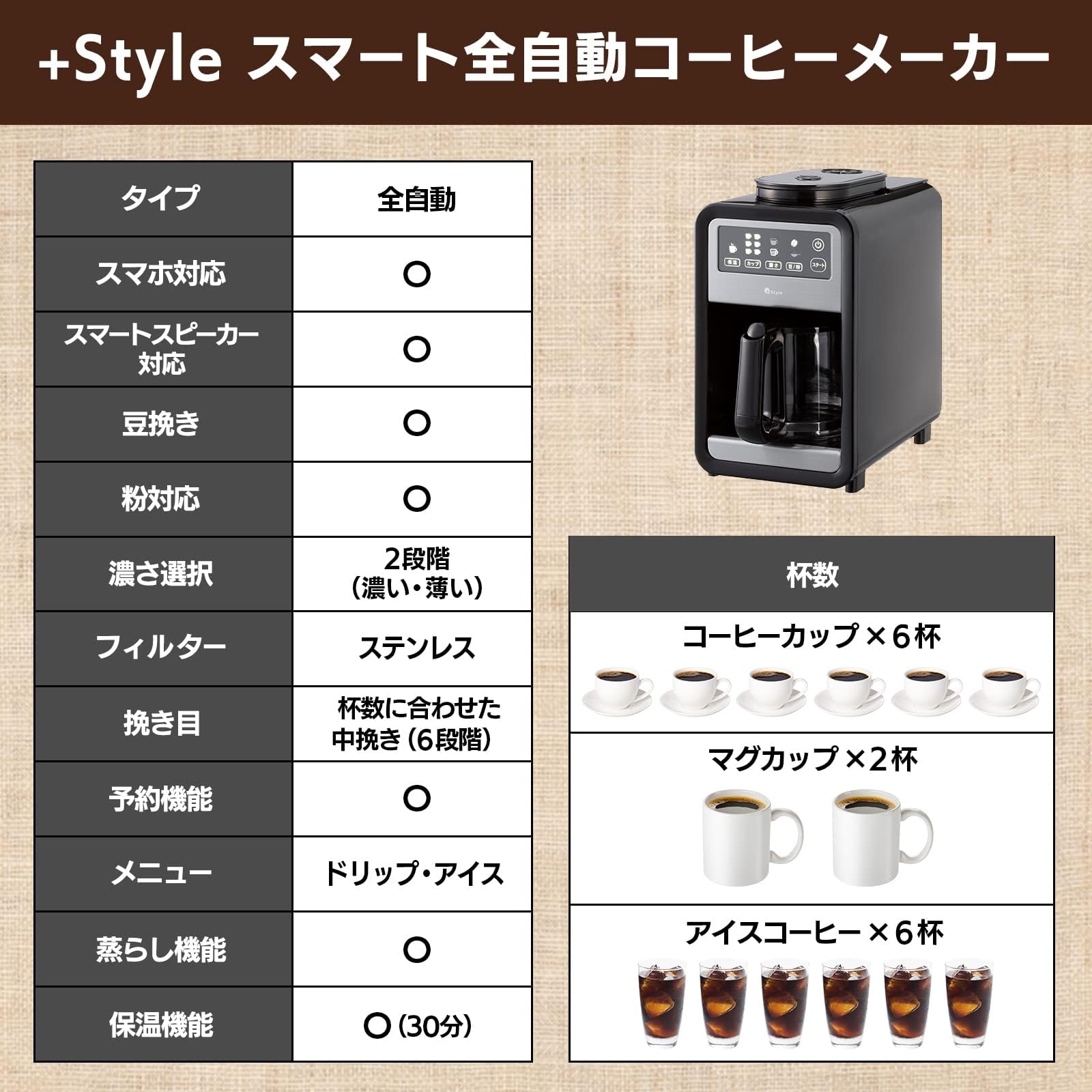 Amazon | スマート全自動コーヒーメーカー タイマー付き スケジュール