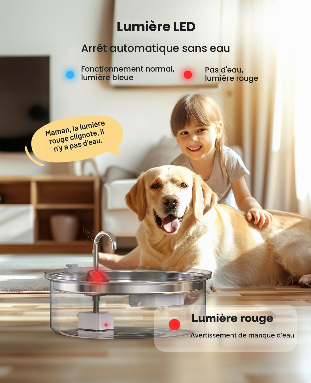 oneisall Pompe pour 7L Fontaine à Chat en Acier Inoxydable | Pompe à eau ultra silencieuse, câble d'alimentation de 1,5 m, pompe à eau de protection contre la marche à sec