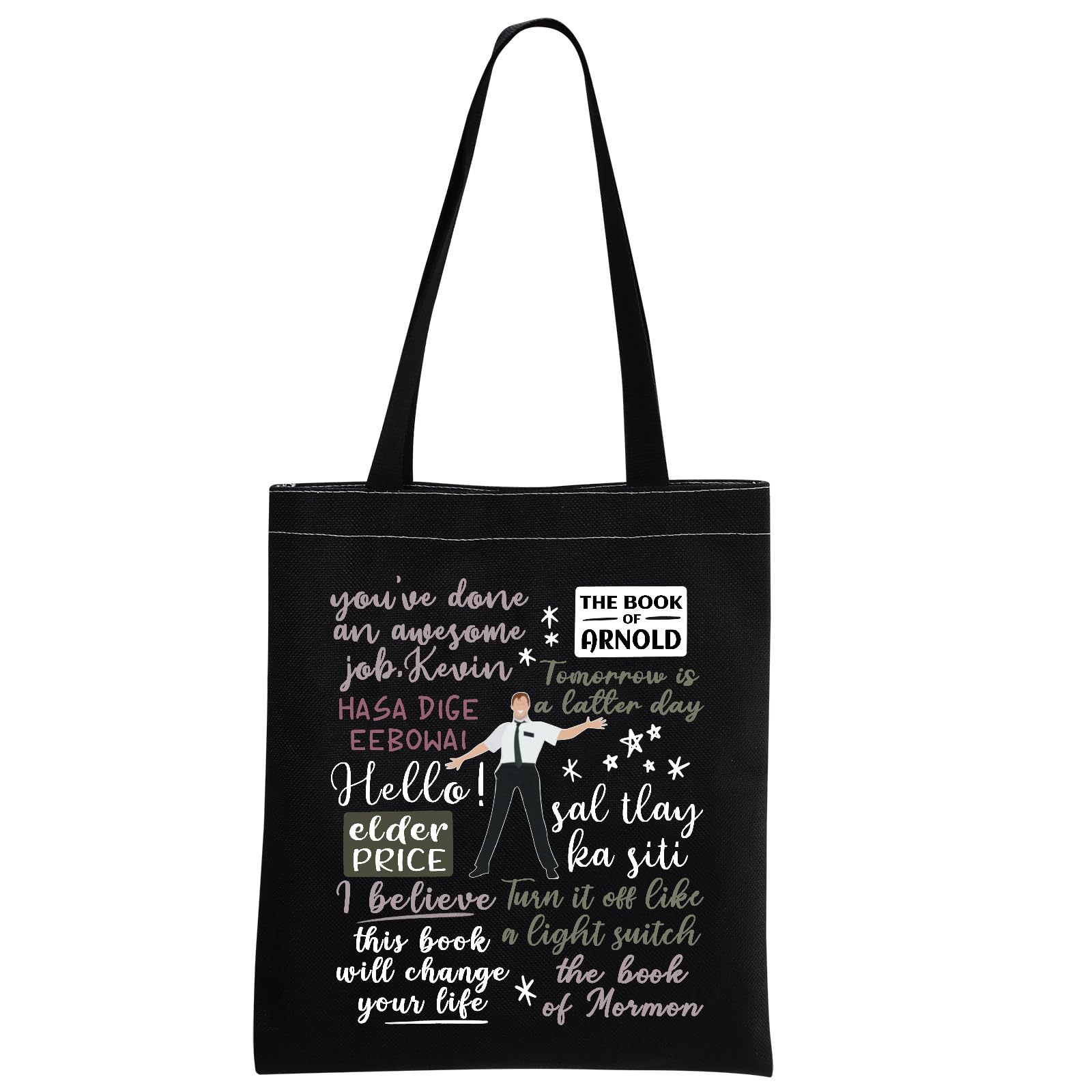 MNIGIU Book of Mormon Tote Bag Book of Mormon Musical Tote Book of Mormon Musical Merch Book of Mormon Quote, Mormon Black