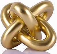 DOVDOV Golden Three Knot Resin Statue - Modern Bohemian Sculpture for Coffee Table, Shelf, Entryway Home Decor 5.5"