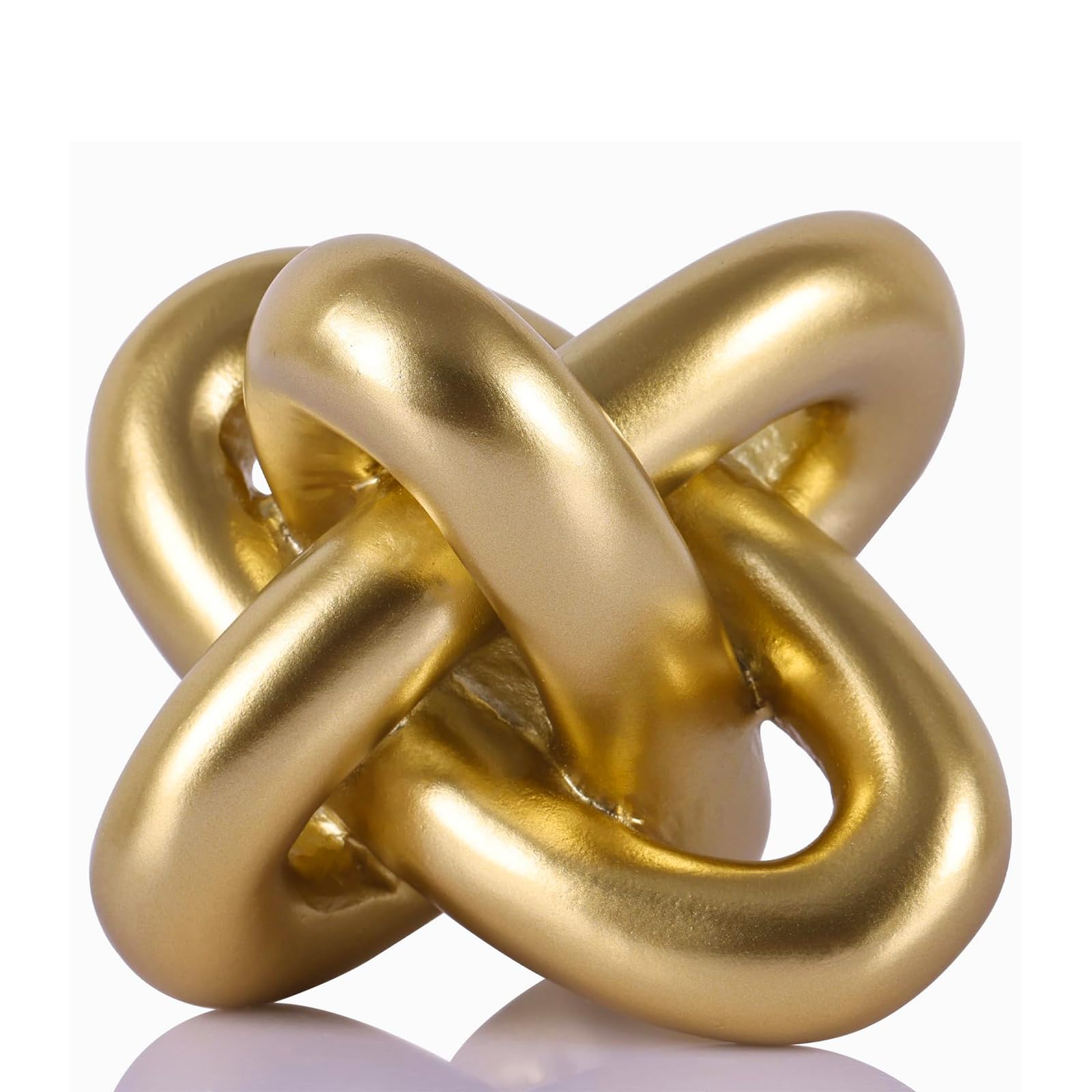 Golden Knot Statue, Three Knot Sculpture Home Decor Accents, Knot Sculptures and Statues for Rustic Coffee Table Living Room Dining Table Entryway Entrance Shelf Small Decorations and Accessories
