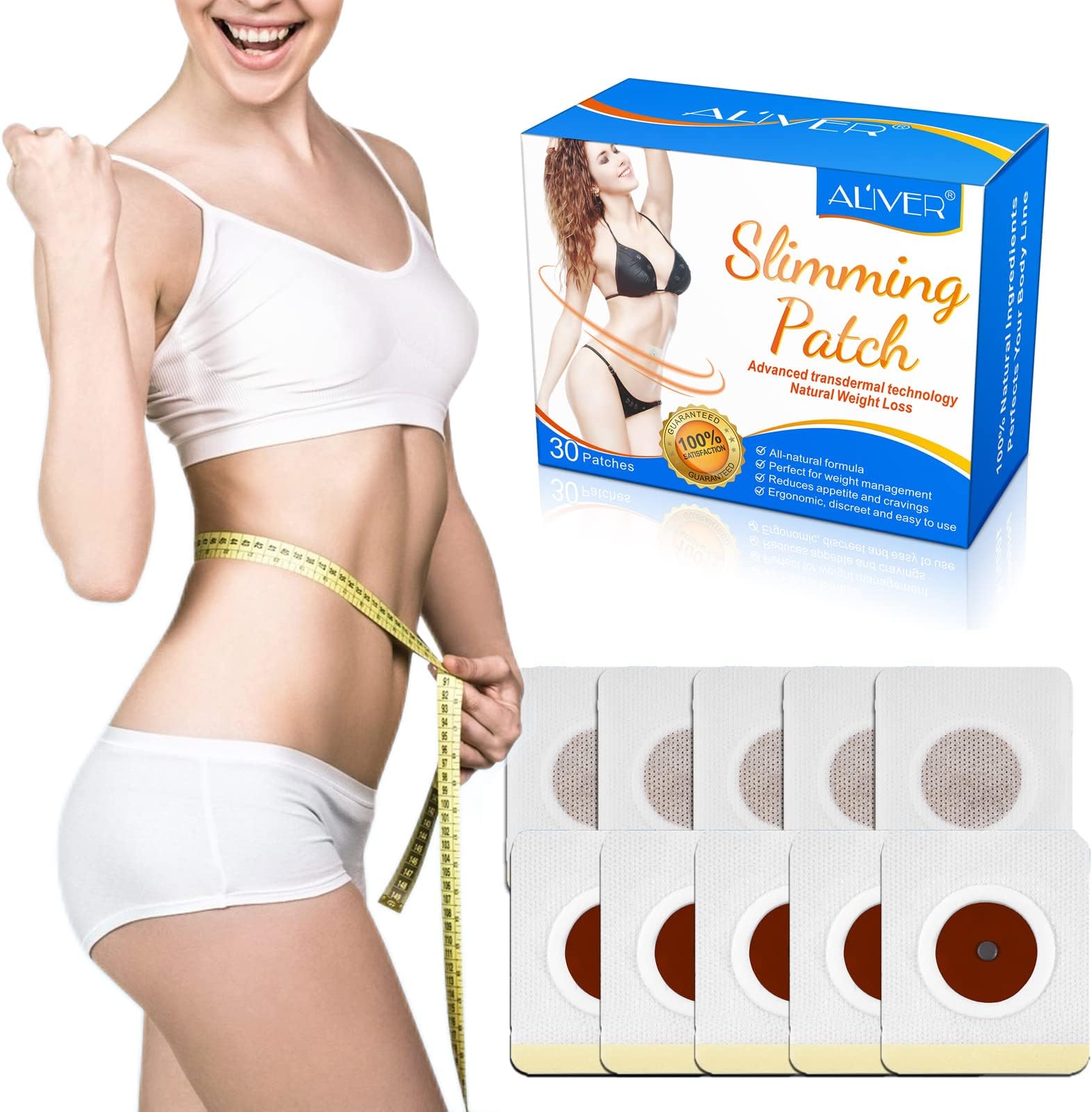 Mugwort Belly Patch, 30PCS Slimming Patch, Weight Loss Patches, Moxibustion Belly Button Patch, Anti Cellulite Abdominal Slim Patch, Weight Loss Stickers, Natural Wormwood Belly Sticker