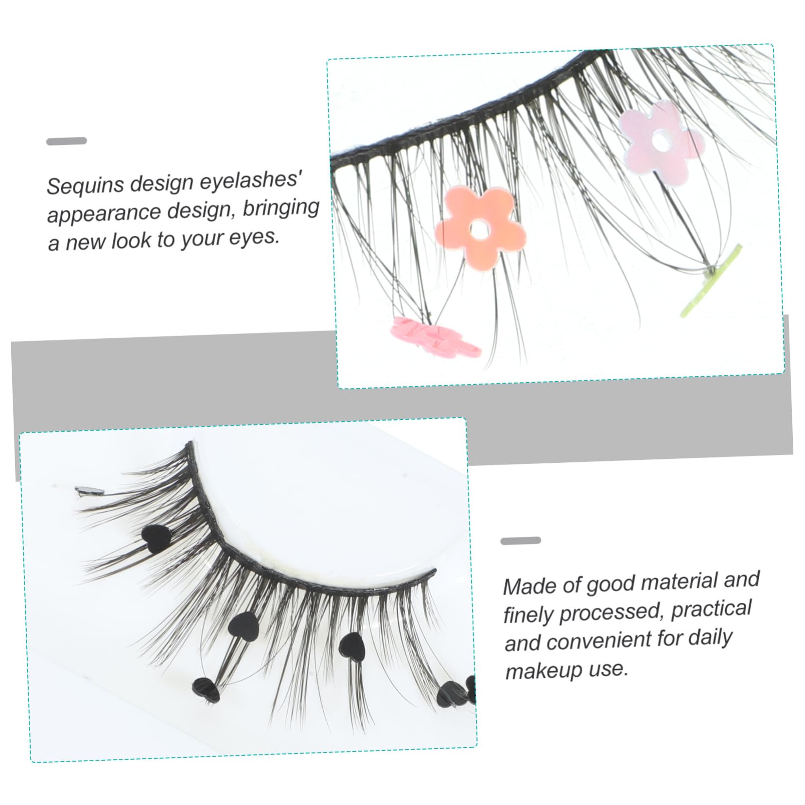 Beavorty 9paare Falsche Wimpern Mit Bunten Pailletten Herz Und Blumenmuster Für Einzigartigen Augenaufschlag Einfache Anwendung Für Und Besondere Anlässe