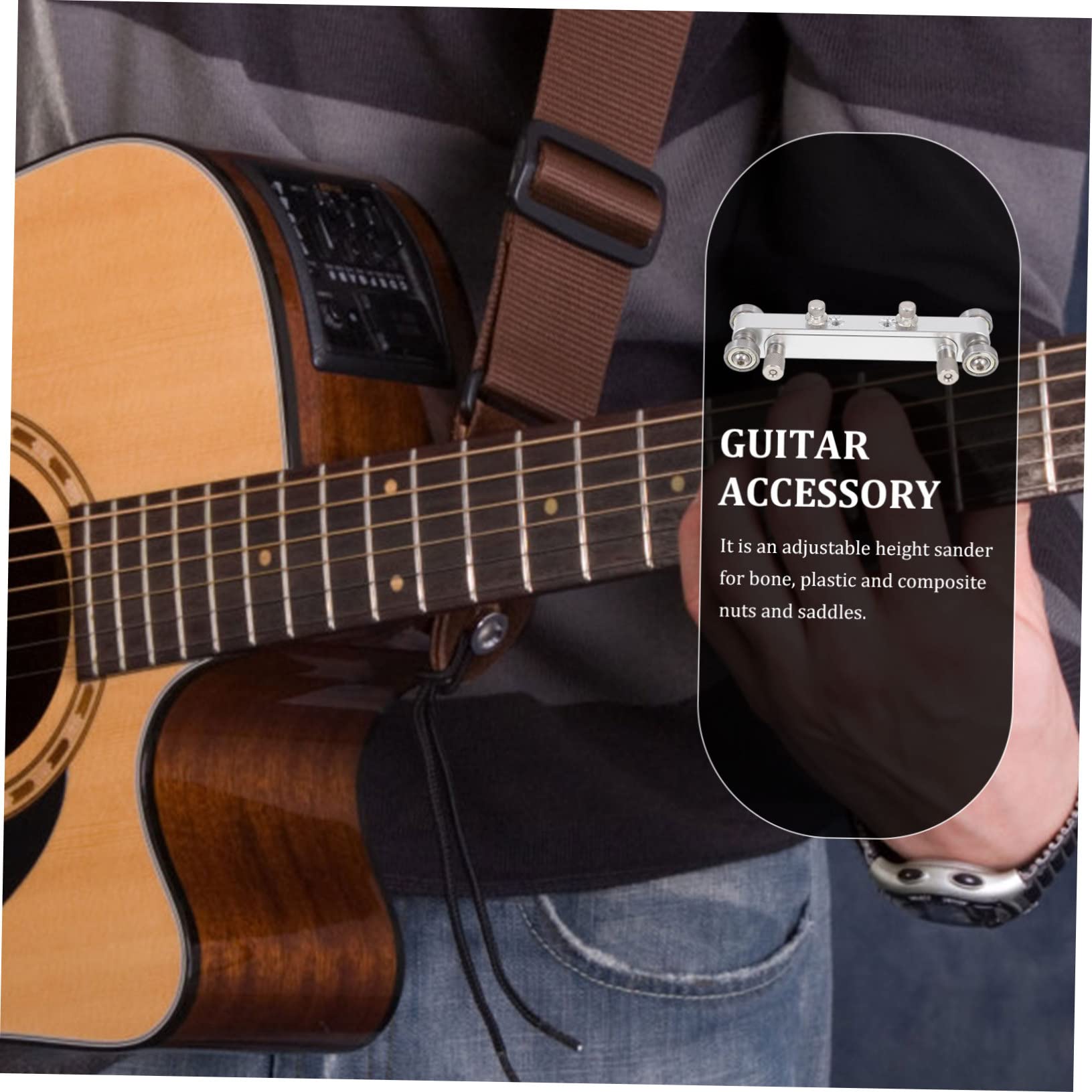 Herramienta Luthier para Guitarra Pulidor Ajustable para Silla y Cejuela Plata Lijadora Precisa para Trabajo Hueso Plástico y Compuesto Facilita Pulido para Guitarras y Bajos