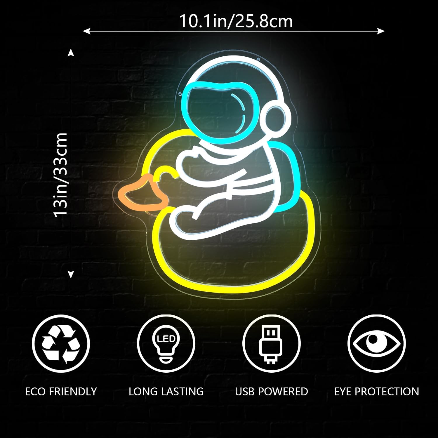 Astronaut Duck Neon Sign Astronaut Led Sign for Bedroom Wall Decor USB Powered Space LED Signs for Kids Room Game Room Home Duck Light Up Sign Astronaut Light Party Decor Neon Wall Art Gifts