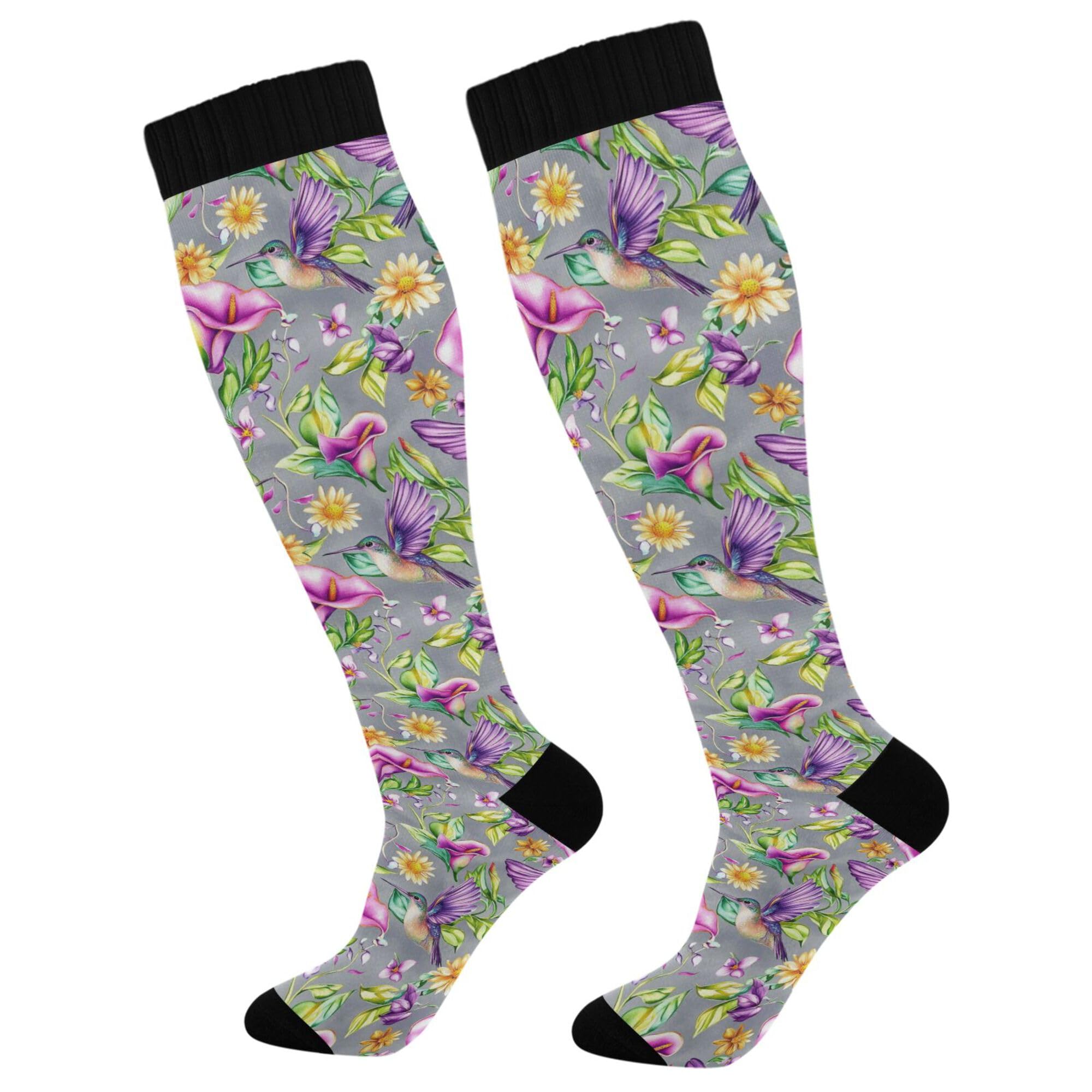 KLL Compression Socks for Men and Women Circulation Wide Calf Knee High Socks Support for Running Medical Travel