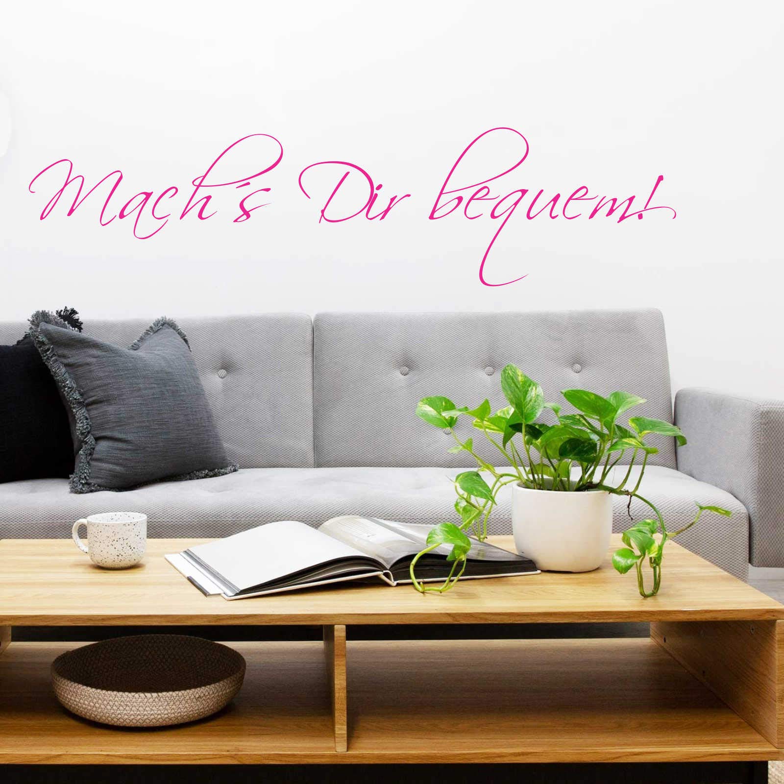 INDIGOS UG - Decalcomanie da muro - adesivi da parete - Murale - "Machs Dir comfort", 120 x 30 cm - Rosa - Decorazione per soggiorno, camera dei bambini, ufficio, scuola