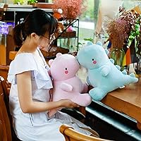 Vista 3 de Lindos juguetes de peluche de dinosaurio, muñecos de animales de peluche de dinosaurio de felpa suave, regalos de cumpleaños para niños y niñas