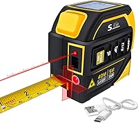 SUNHAIXIA 4-in-1 Laser Tape Measure & Crosshair Level: 131ft/40m Laser, 16ft Tape, Backlit LCD, Ft/In/Mm for DIY & Construction