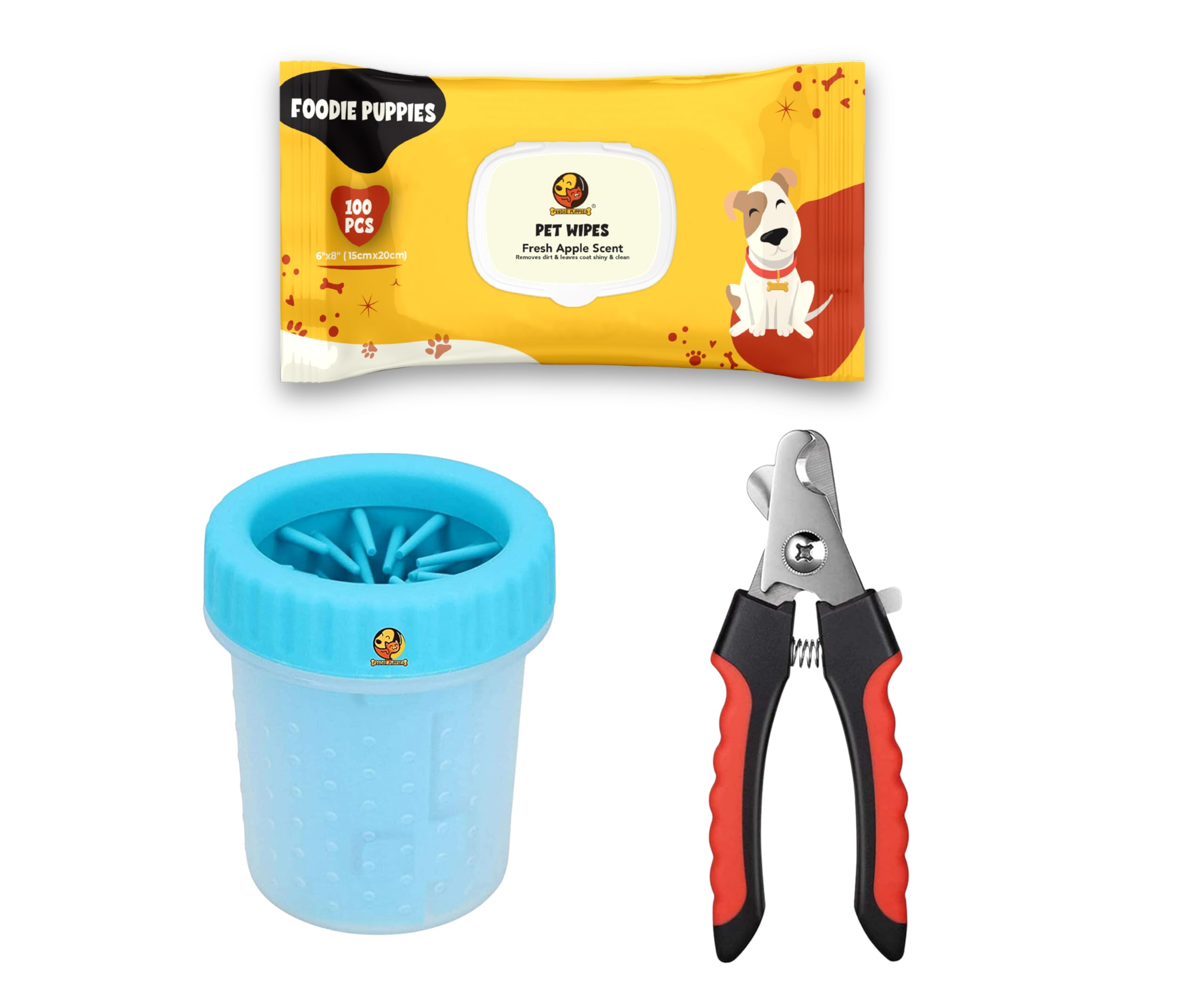 Foodie Puppies Pet Paw Care Combo Stainless Steel Nail Clipper, Portable Small Paw Washer & Wet Wipes for Dogs & Puppies (B0966QZ6FJ) Amazon Price History, Amazon Price Tracker