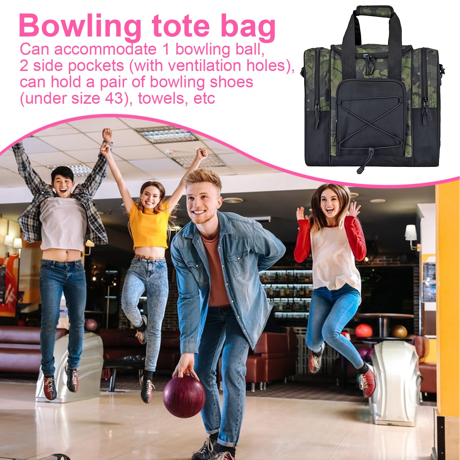 Sac de bowling à une seule boule, sac à boule de bowling, sac de bowling, sac de bowling, sac à boule de bowling, sac de bowling fourre-tout, sac de bowling 1 boule, ceinture réglable, serviette multi