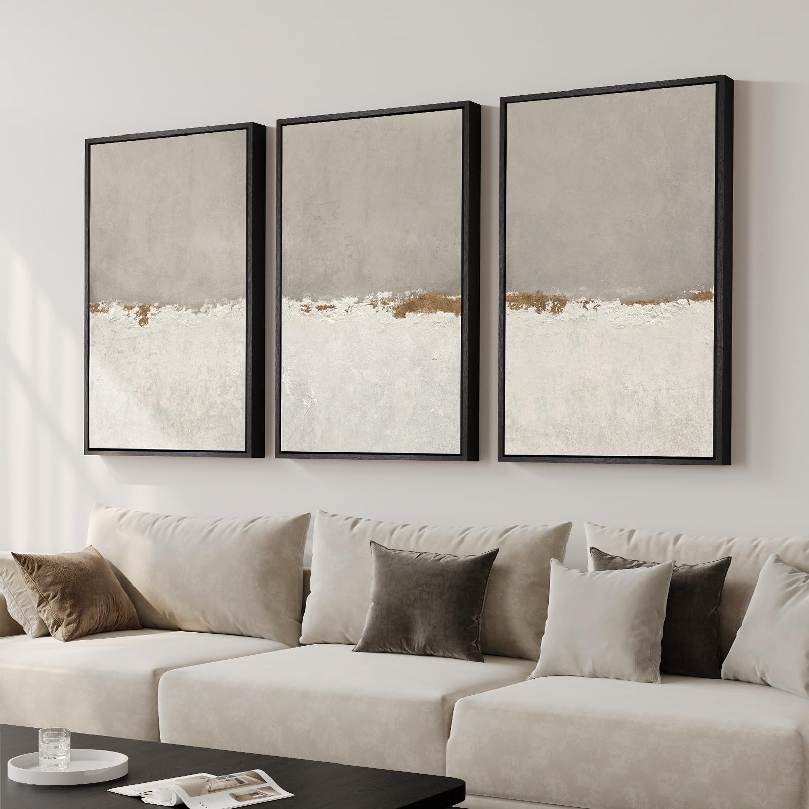 Photo 1 of Cuspin Large Framed Abstract Wall Art Set of 3